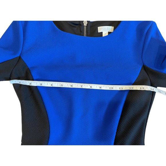 Bisou Bisou Michele Bohbot Womens Bodycon Dress Back Zip Blue Black Size 4 - Picture 4 of 8